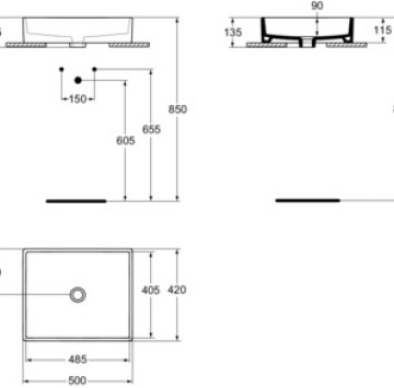 Мивка Strada 50см. върху плот бяла IDEAL STANDARD